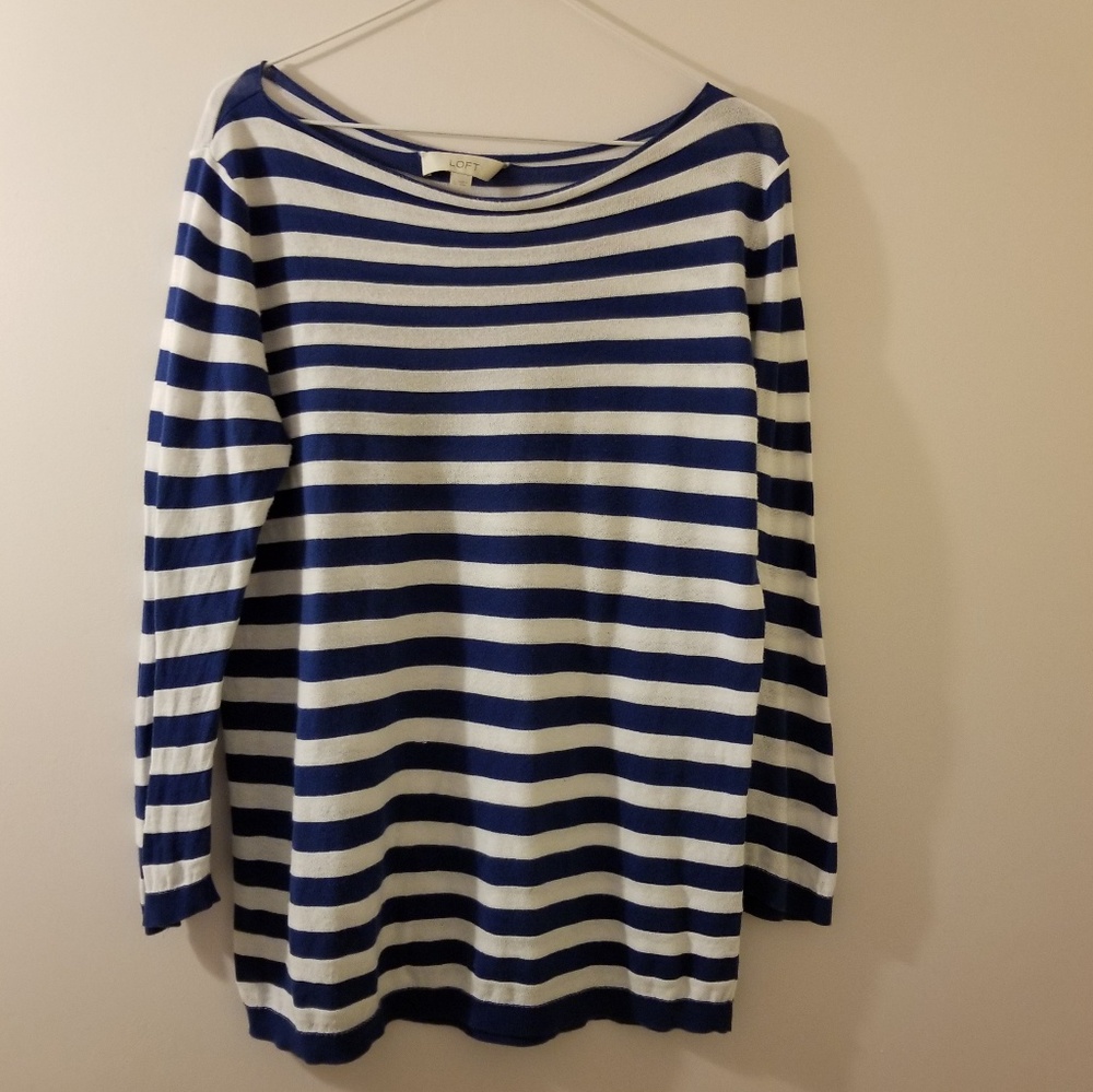 Loft Blue and White Stripe Large Top